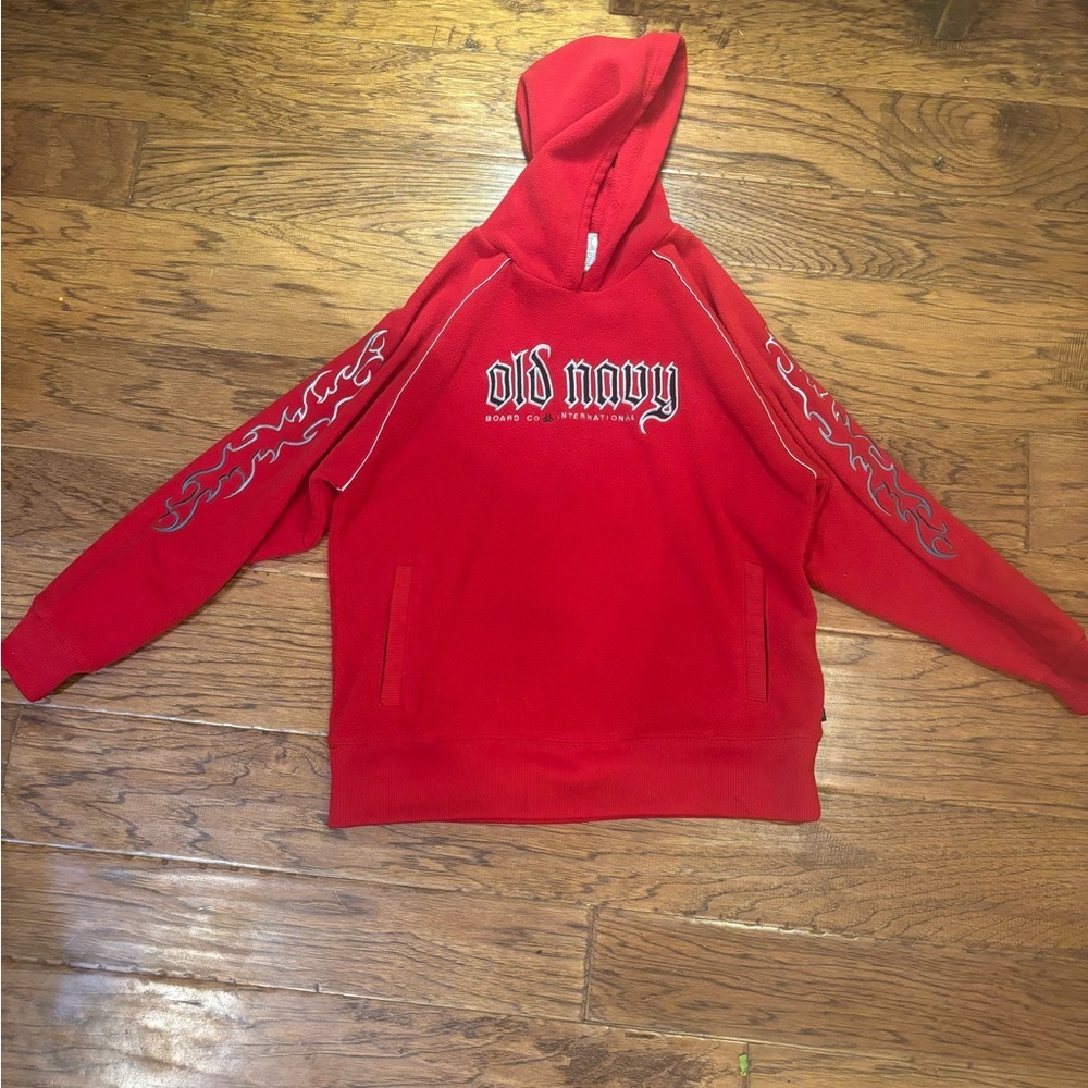 Vintage Old Navy Board Co. Red Flame Sleeve Hoodie — Size L